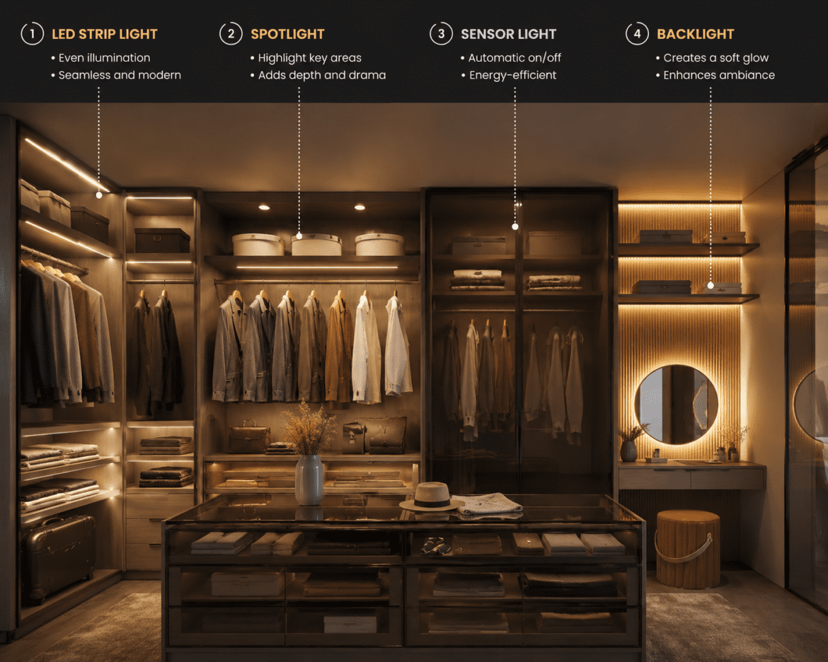 Wardrobe Lighting Ideas That Transform Your Space